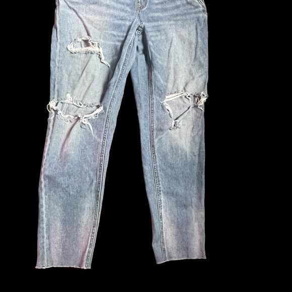 Aero Aeropostale Overalls Sz S Womens Distressed Busted Knee Tapered Raw Hem - Picture 4 of 7